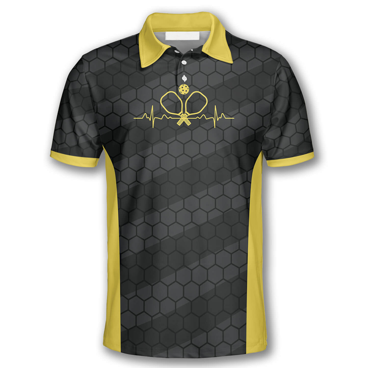 Custom Heartbeat Honeycomb Pattern Custom Pickleball Shirts for Men