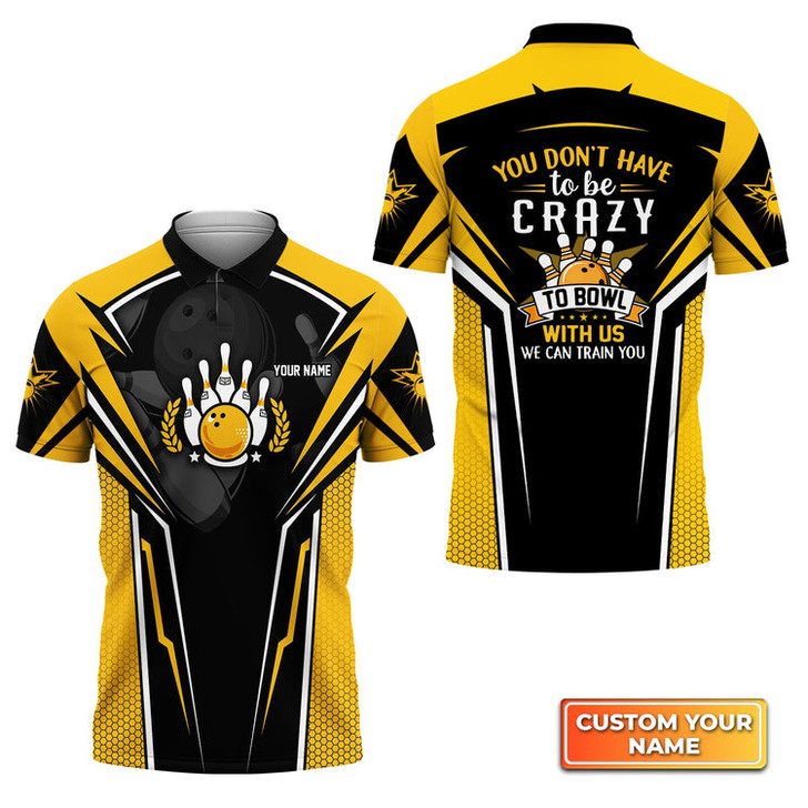Custom Yellow Bowling We Can Train You Personalized Name 3D Polo Shirt