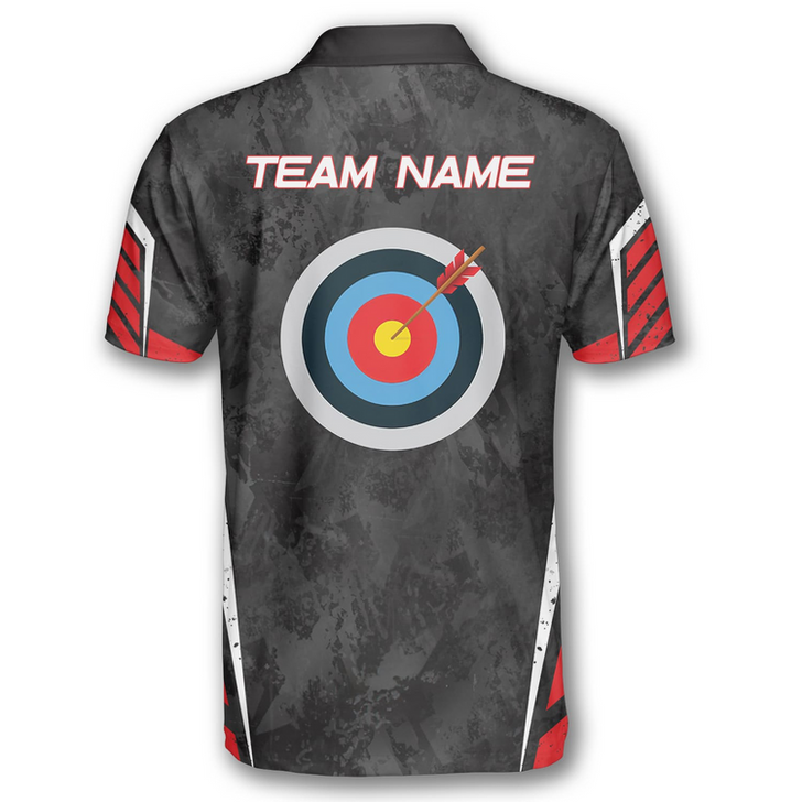 Custom Archery Target Red Black Grunge Style Custom Archery Polo Shirts for Men