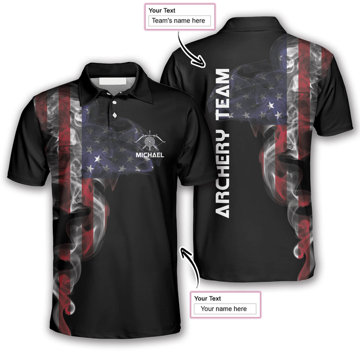 Custom Archery Smoky US Flag Custom Archery Shirts For Men, Perfect Uniform Archery Team