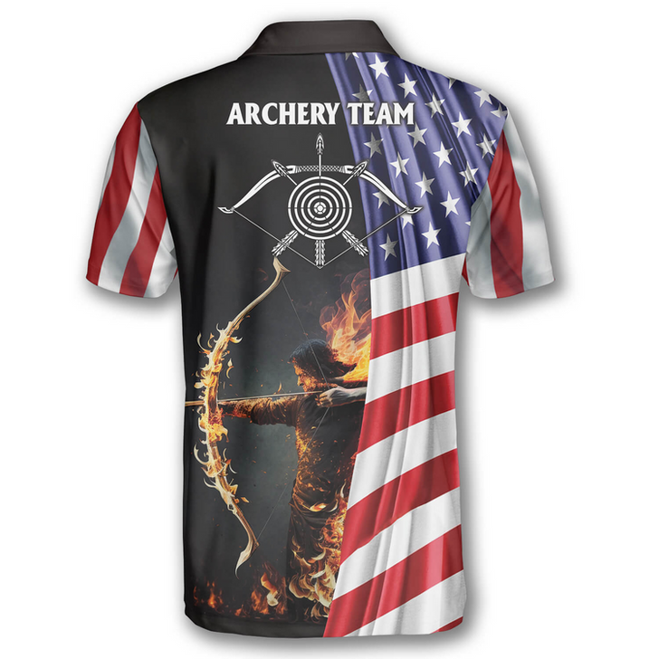 Custom Archery Patriots Archer Custom Archery Polo Shirts For Men, Flag American Archery Shirt
