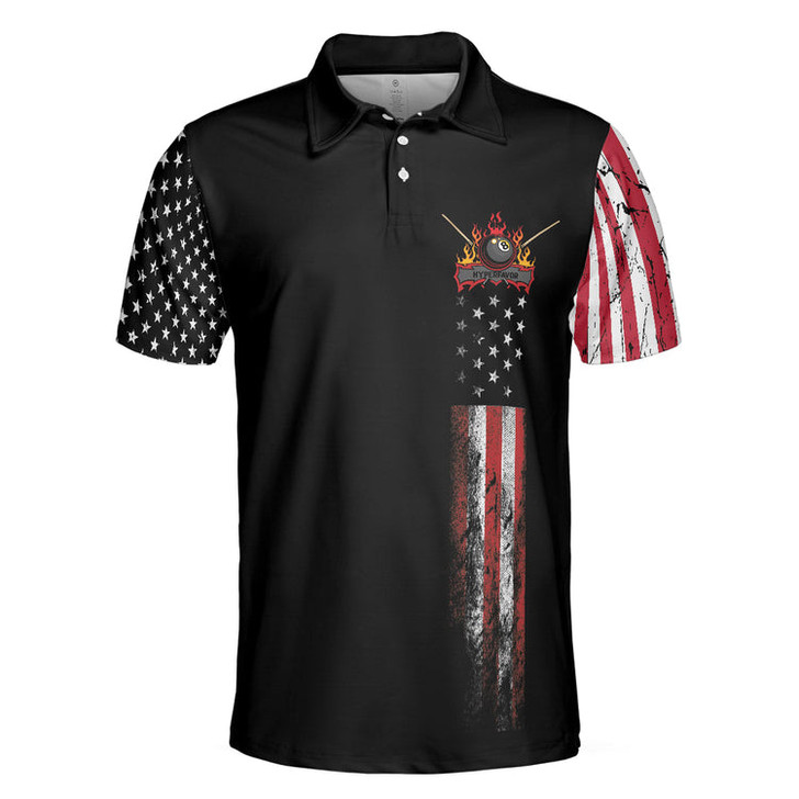 Custom Billiards Eagle American Flag Black Golf Polo Shirt For Men - Gifts For Golfers Men