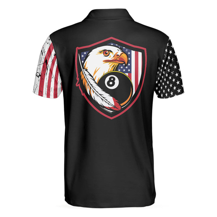 Custom Billiards Eagle American Flag Black Golf Polo Shirt For Men - Gifts For Golfers Men