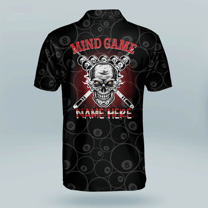 Custom 3D All Over Print Skull Mind Game Billiard Polo Shirt, Custom Billiard ball for Team, Men's Billiard Polo Shirts