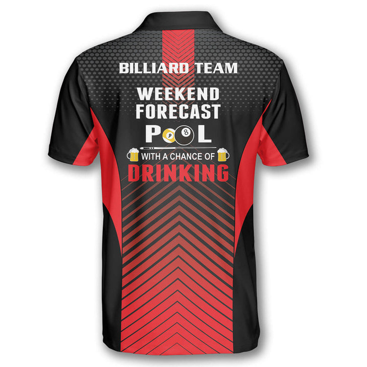 Custom Addicted Custom Billiard Weekend Forecast Pool Shirts for Men, Custom Billiard ball for Team, Men's Billiard Polo Shirts