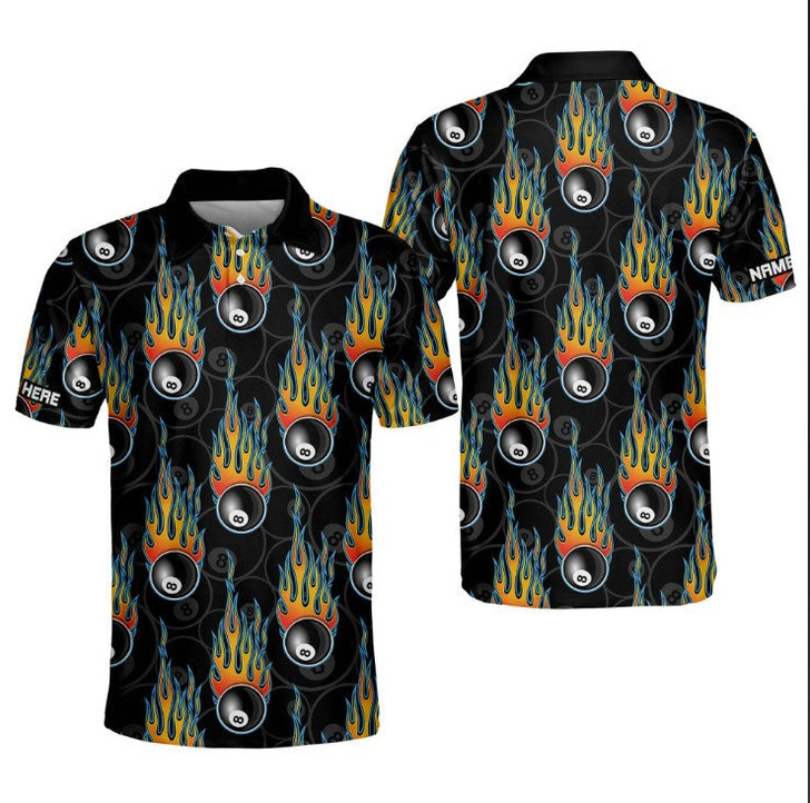Custom Funny 8 Ball Pool Billiard Polo shirt, Custom name Billiard uniform, Billiard clothing