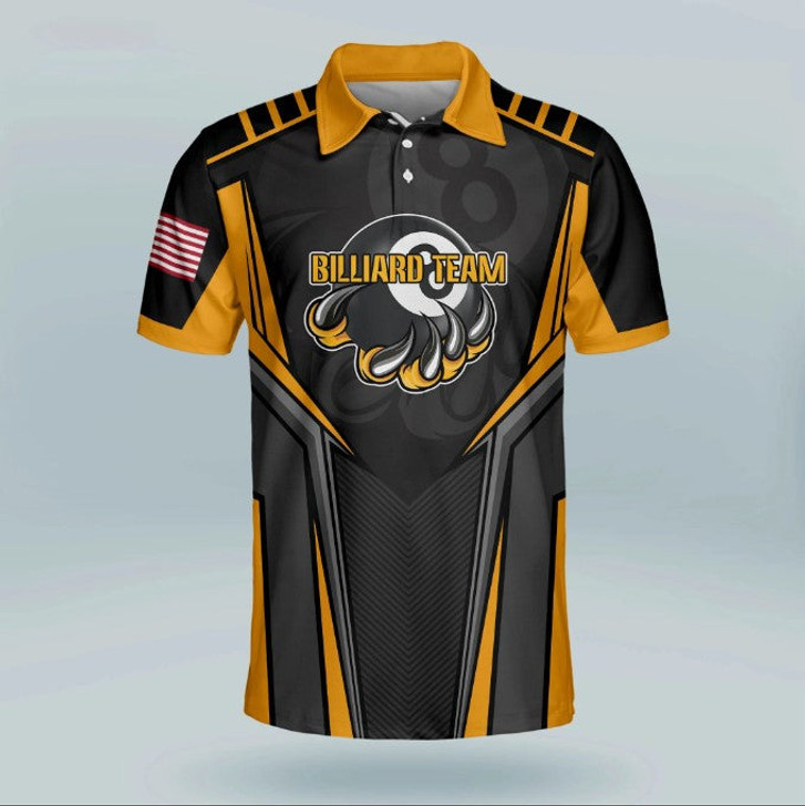 Custom 3D Eagle Billiard Polo Shirt, Custom name Billiard uniform, Billiard clothing