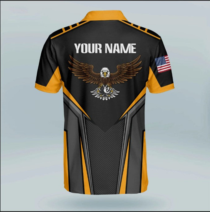 Custom 3D Eagle Billiard Polo Shirt, Custom name Billiard uniform, Billiard clothing