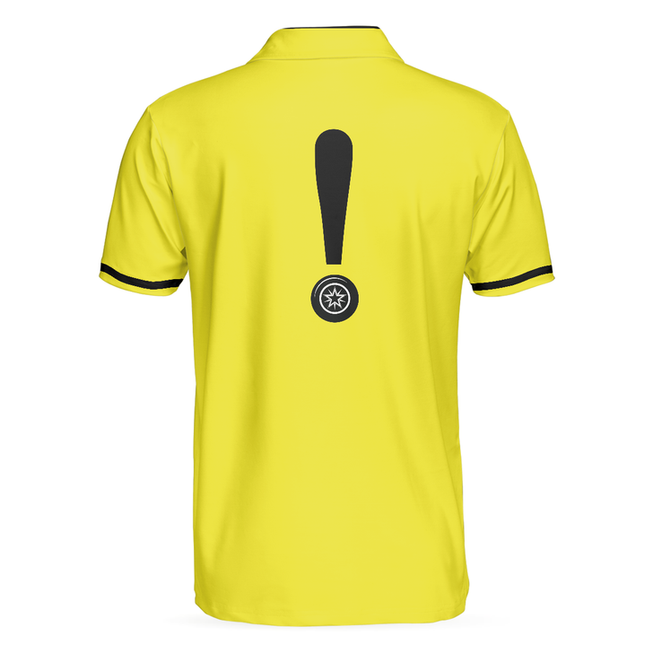 Caution Beware Of Flying Discs Short Sleeve Polo Shirt, Yellow Skull Polo Shirt, Best Golf Shirt For Men, Polo Shirt Gift For Men Disc Golfers