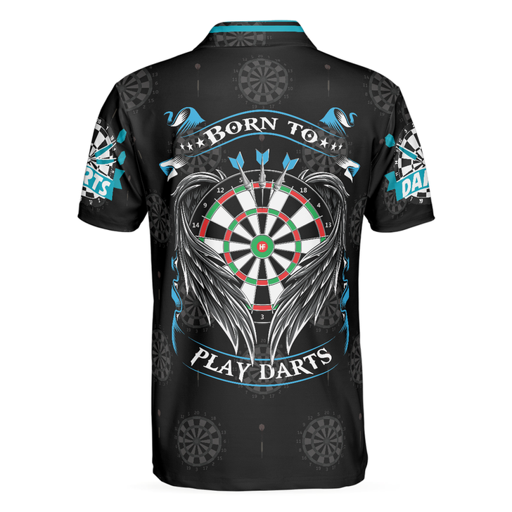 Born To Play Darts Shirt For Men Polo Shirt, Black Darts Shirt, Top Gift Idea For Male Darts Players