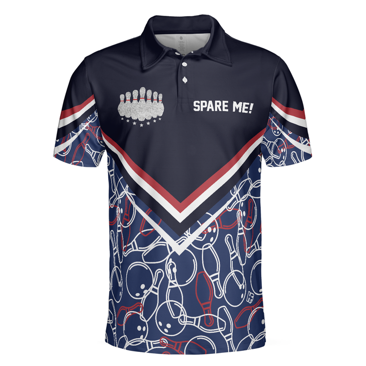 Spare Me Bowling Short Sleeve Polo Shirt, Bowling Ball And Pin Pattern Polo Shirt, Best Bowling Shirt For Men - Perfect Gift For Men, Bowlers