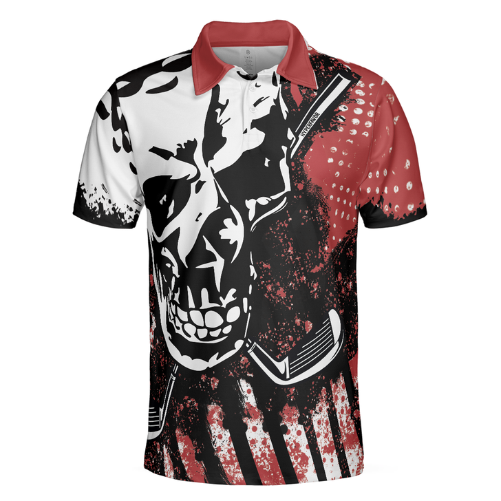Men Polo Shirt - Blade Mens Golf Red Short Sleeve Golf Polo Shirt, Skull Polo Shirt, Best Golf Shirt For Men