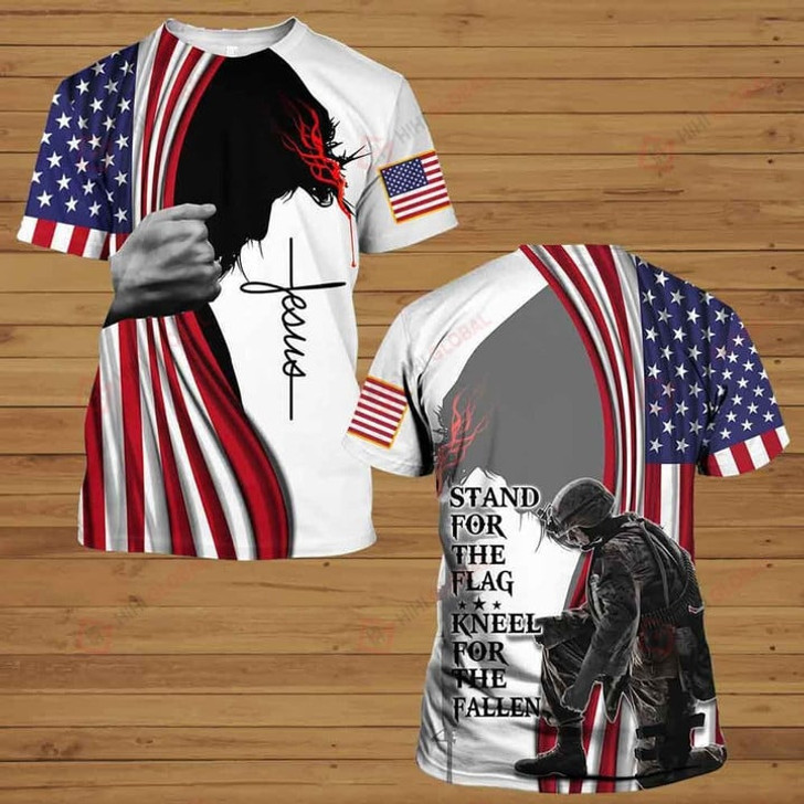 Stand For The Flag Kneel For The Fallen Jesus All Over Printed Shirts