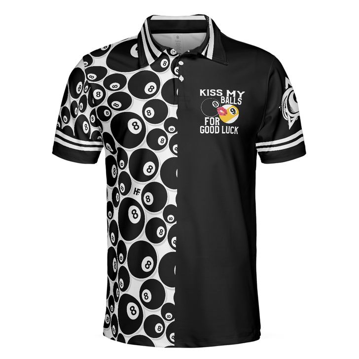 Billiards Men Polo Shirt, 8 Ball Pattern ATM Polo Shirt, Kid My Balls For Good Luck Men Polo Shirt, Best Gift For Billiards Lovers