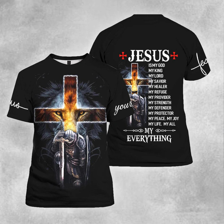 Christian Jesus Lion Custom Name T-shirt For Men & Women Jesus 3D Shirt Christian shirt gift for god lover