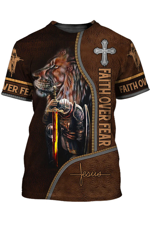 Custom 3D All Over Print Faith Over Fear Shirt Knight Templar T Shirt