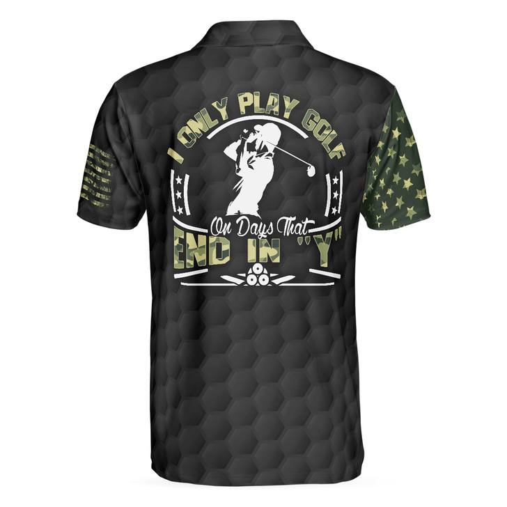 Golf Men Polo Shirt, I Only Play Golf On Days That End In "Y" Polo Shirt, Skull American Flag Golf Shirt For Men, Gift For Golfers