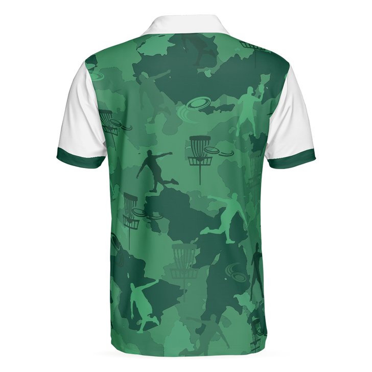Camouflage Texture Doink Disc Golf Short Sleeve Polo Shirt, Disc Player Polo Shirt, Camo Disc Golf Shirt For Men, Polo Shirt Gift For Men Golfers