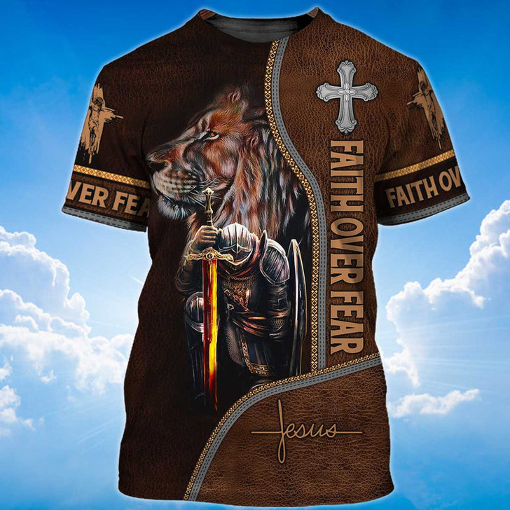 3D All Over Print Faith Over Fear Shirt Knight Templar T Shirt