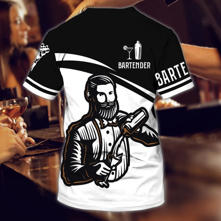 Custom Personalized Bartender Tad Shirt Old Men Bartender T Shirt Present For A Barista