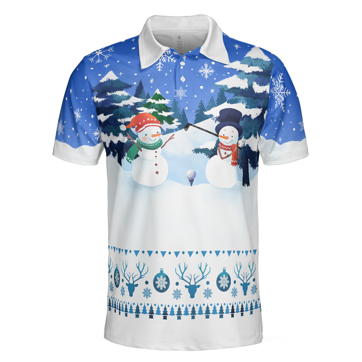 Christmas Golf Polo Shirts - Mens Golf Polo Shirts Short Sleeve - Funny Snowman Pattern Shirt Dry Fit - Christmas Shirt Idea Gift For Men - Best Gift For Golf Lovers