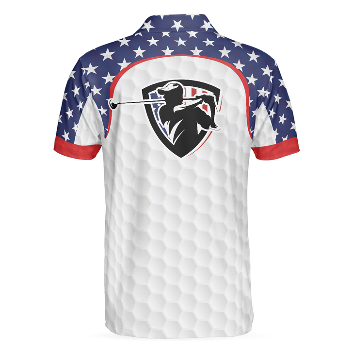 Golf Texture Short Sleeve USA Golf Men Polo Shirt, American Flag Polo Shirt, Patriotic Golf Shirt For Men, Best Gift For Golfers