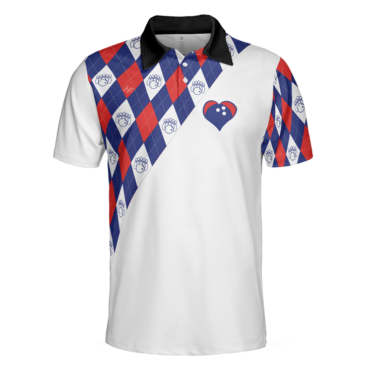 Bowling Men Polo Shirt - Bowling Heart Men Polo Shirt, Plaid Pattern Shirt For Men - Perfect Gift For Friend, Family, Bowling Lovers