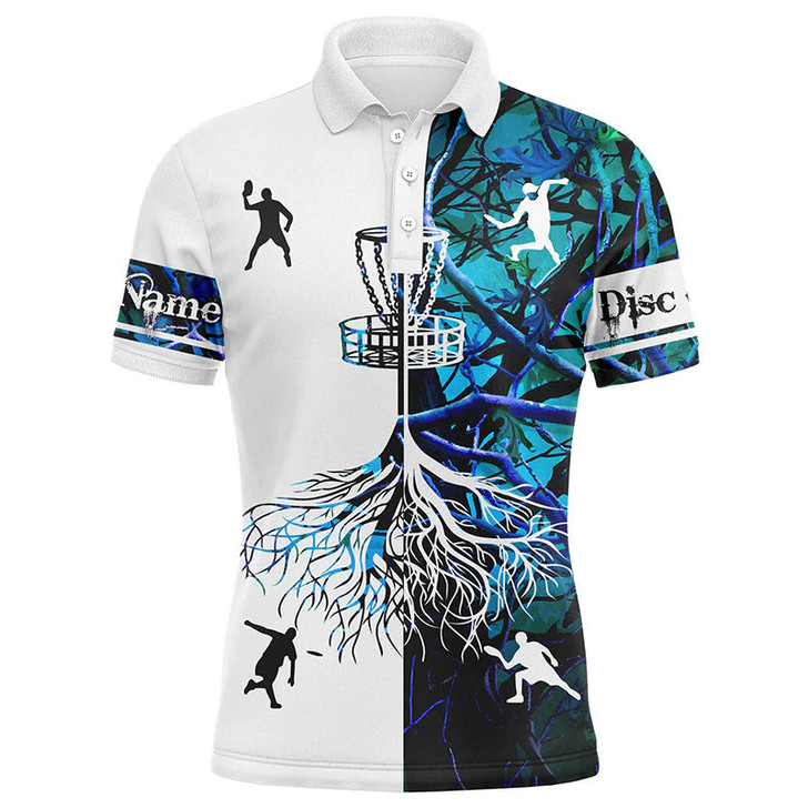 Custom Disc Golf Men Polo Shirt, Custom Name Blue Camo Disc Golf Team Basket Apparel - Personalized Sports Gift For Men, Husband, Boyfriend, Golf Lover