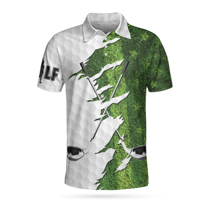 Golf Ripped Clubs & Course American Golfer Polo Shirt, Green American Flag Polo Shirt, Patriotic Golf Shirt For Men Coolspod