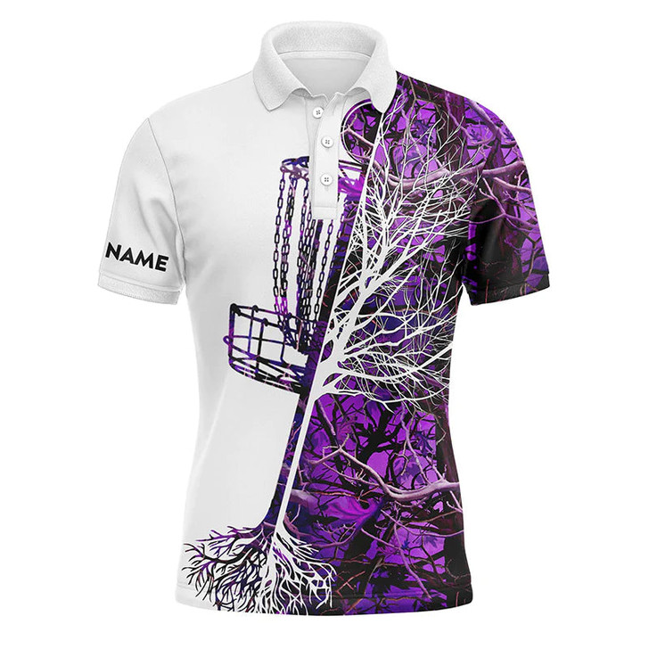 Custom Disc Golf Men Polo Shirt, Custom Name Pink Camo Disc Golf Basket Apparel - Personalized Sports Gift For Men, Husband, Boyfriend, Golf Lover