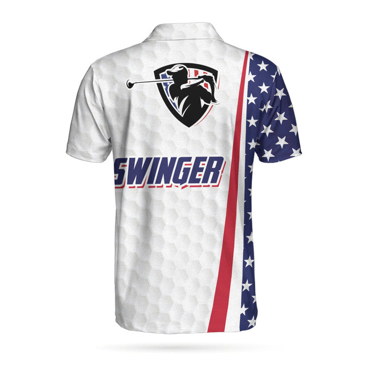 Swinger Skull Golf Polo Shirt, Golf Pattern American Flag Polo Shirt, Best Golf Shirt For Men Coolspod