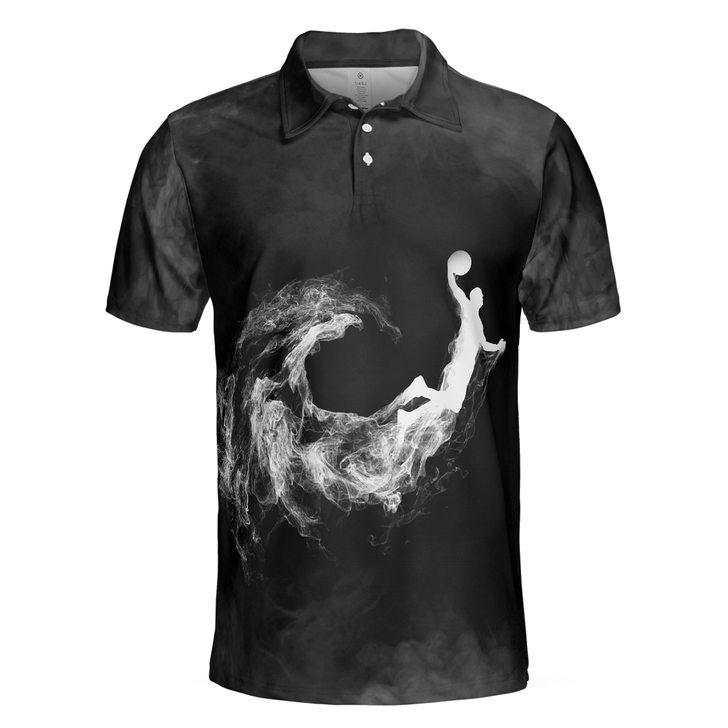 Basketball On Smoke Black Theme Men Polo Shirt, Smoke Basketball Dunk Player Polo Shirt, Best Baseball Shirt For Men, Gift For Basketball Lovers