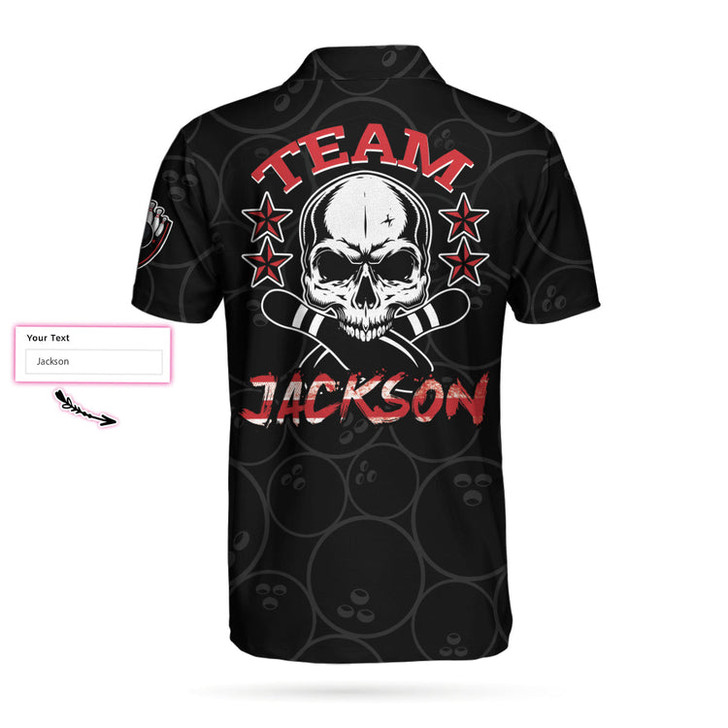 Custom Bowling Skull Short Sleeve Custom Polo Shirt, Personalized Skull American Flag Polo Shirt, Best Bowling Shirt For Men Coolspod