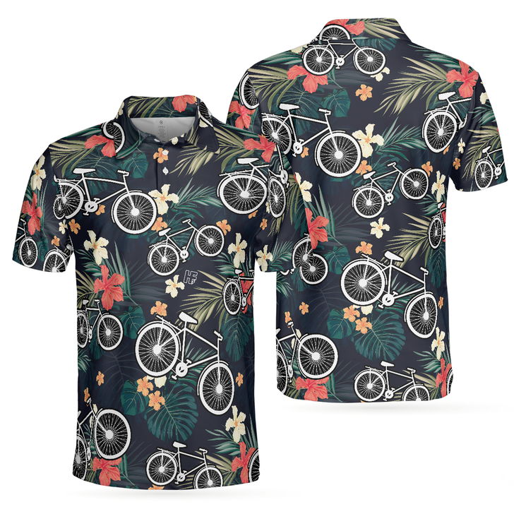Tropical Bike Polo Shirt, Tropical Cycling Themed Shirt For Bike Lovers, Funny Cycling Shirt Design - Perfect Gift For Men