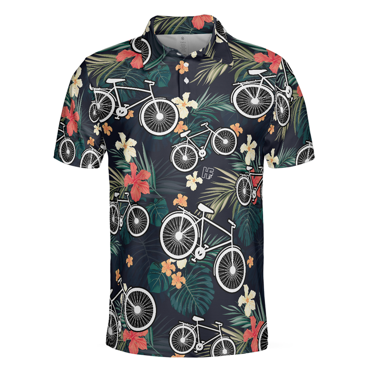 Tropical Bike Polo Shirt, Tropical Cycling Themed Shirt For Bike Lovers, Funny Cycling Shirt Design - Perfect Gift For Men
