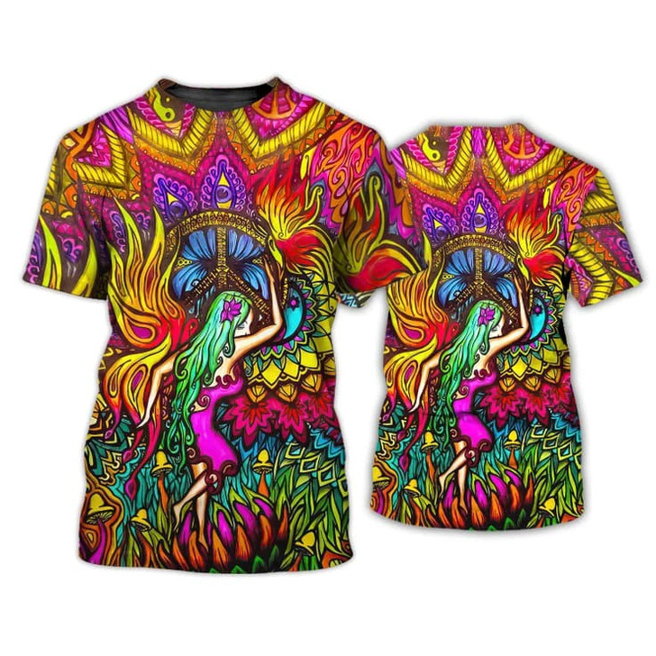 3D All Over Print Tshirt, Hippie Shirts For Men And Women, Mushroom Hippie