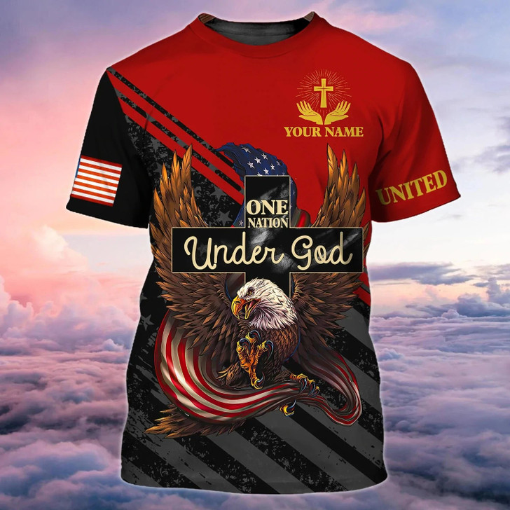 Custom Jesus Eagle 3D Full Print Shirt 4Th Of July American Independence Day 3D Shirts