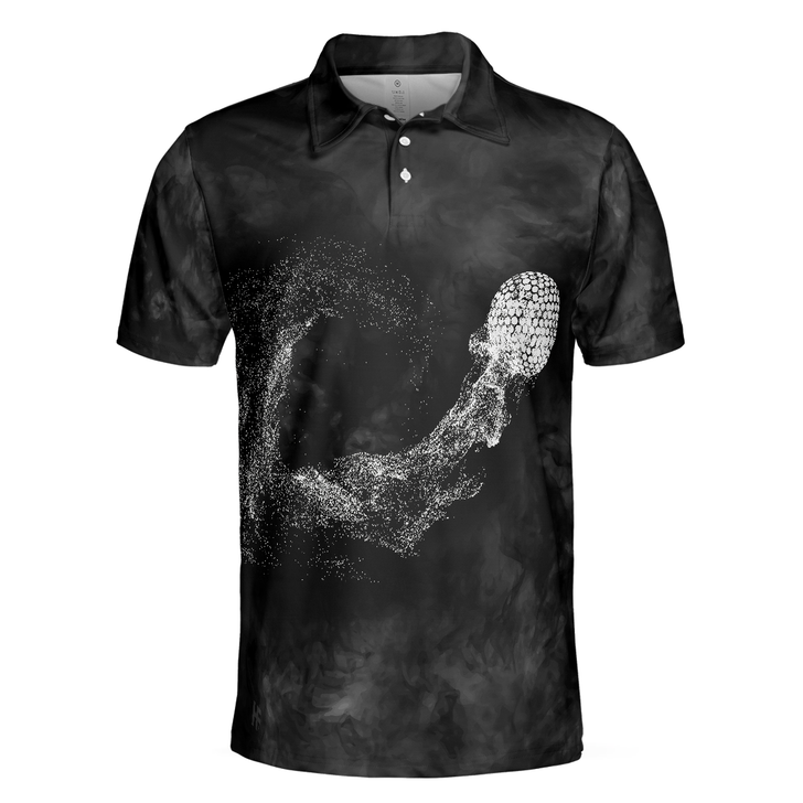 Classic Golf Ball On Smoke Background Polo Shirt, Geometric Circle Dot Graphic Polo Shirt, Best Golf Shirt For Men