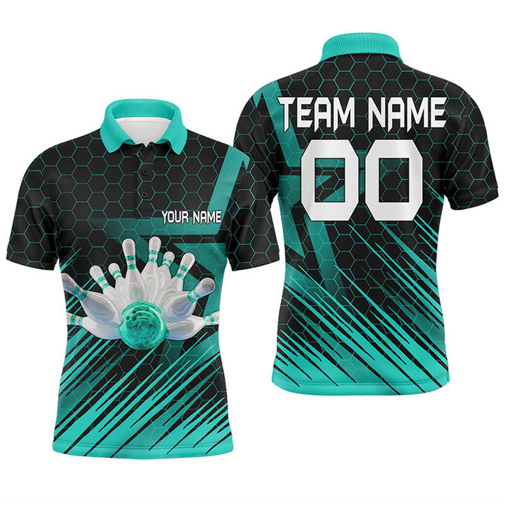 Custom Turquoise Bowling Shirt For men Custom polo Bowling Jersey 3D Bowling Team Shirt For men