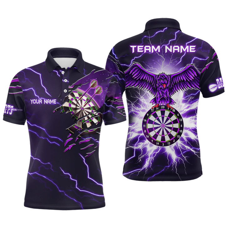 Personalized Thunder Purple Eagle Dart Polo Shirts Custom Dart Shirts For Men Dart Team Shirts