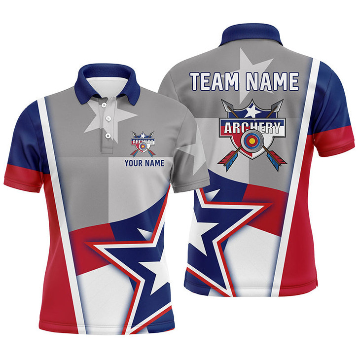 Personalized Texas Flag Archery Men Polo Shirts Custom Name Patriotic Archery Jerseys Shirts