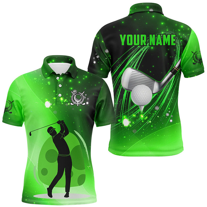 Custom Green light golf ball clubs Mens golf polo shirts custom golf outfits for men, personalized golf gifts