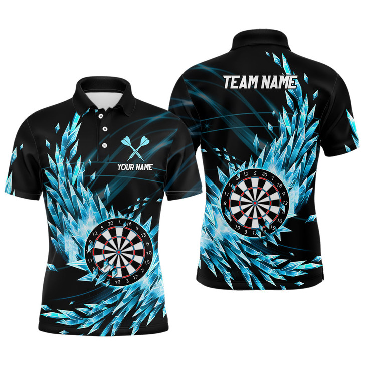 Personalized Blue Frozen Icy Darts Polo Shirts Customized Dart Shirts For Men Darts Team Jerseys