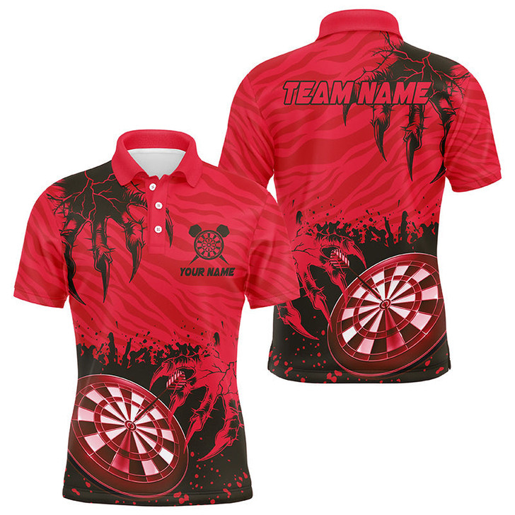 Custom Funny Claw Dartboard Red 3D Printed Men Darts Polo Shirts Customized Team League Darts Shirts