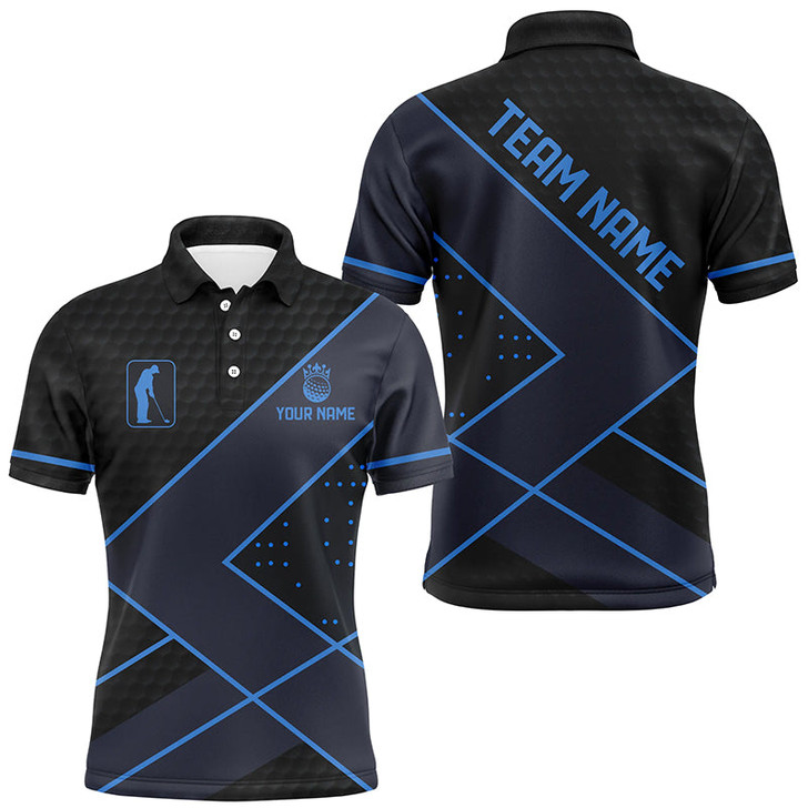 Custom Black and Blue Mens golf polo shirts custom golf apparel for men, personalized golf gifts for men