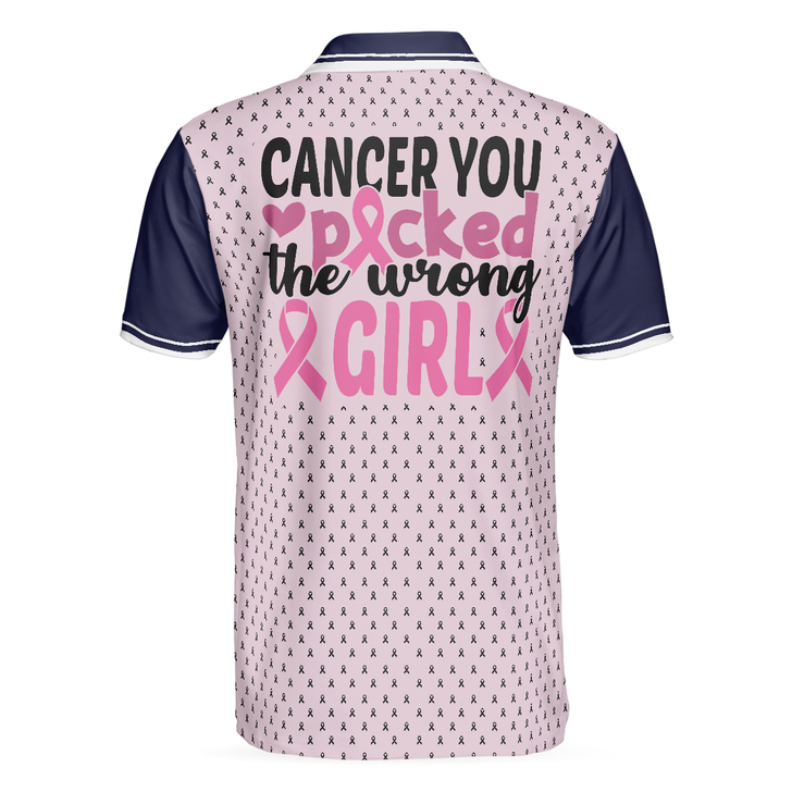 Breast Cancer Polo Shirt, You Picked The Wrong Girl Breast Cancer Awareness Polo Shirt, Polo Shirts For Men And Women