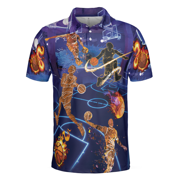 Basketball It's In My DNA Men Polo Shirt, Blue Basketball Shirt Design, Basketball Team Polo Shirt, Gift For Basketball Lovers