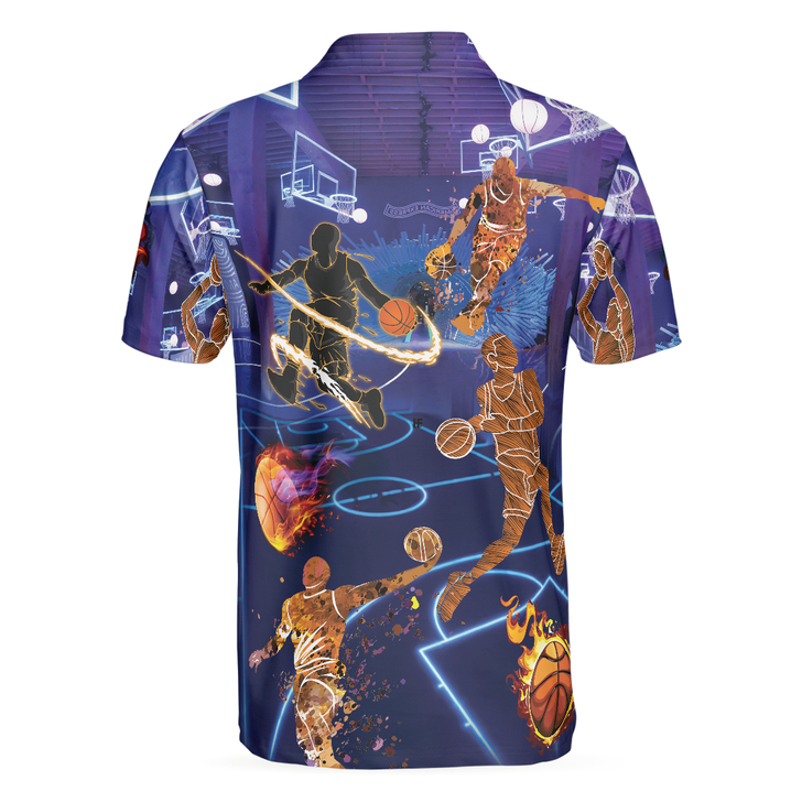 Basketball It's In My DNA Men Polo Shirt, Blue Basketball Shirt Design, Basketball Team Polo Shirt, Gift For Basketball Lovers