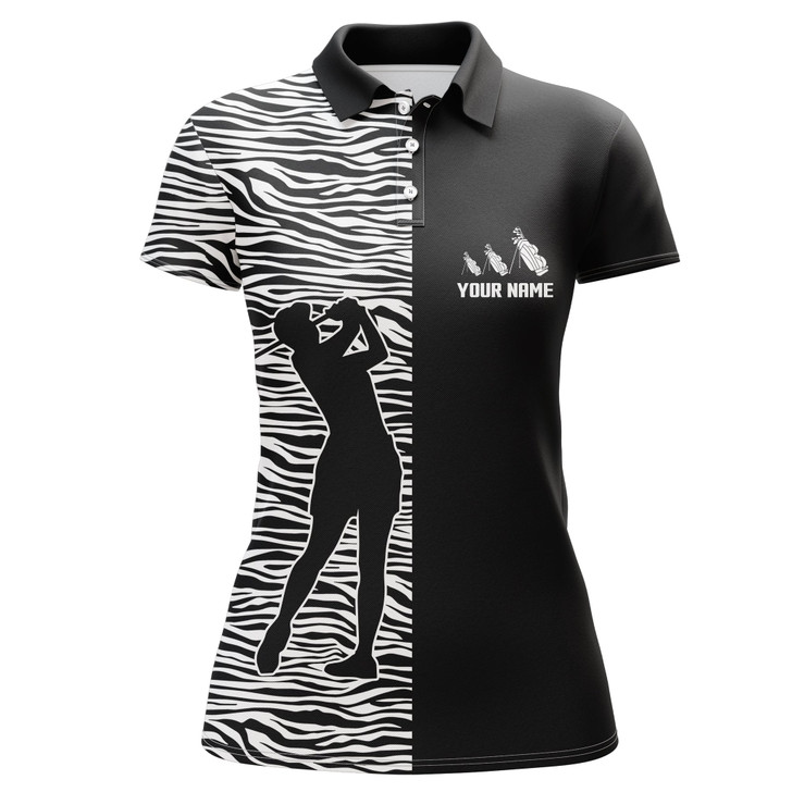 Custom Womens Golf Polo Shirt Black And White Womens Golf Shirt Custom Name Gifts For Golf Lovers