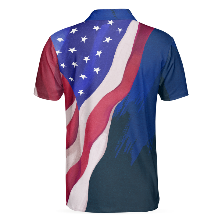 Golf Men Polo Shirt, Watercolor American Flag Short Sleeve Men Polo Shirt - Perfect Gift For Men, Golfers